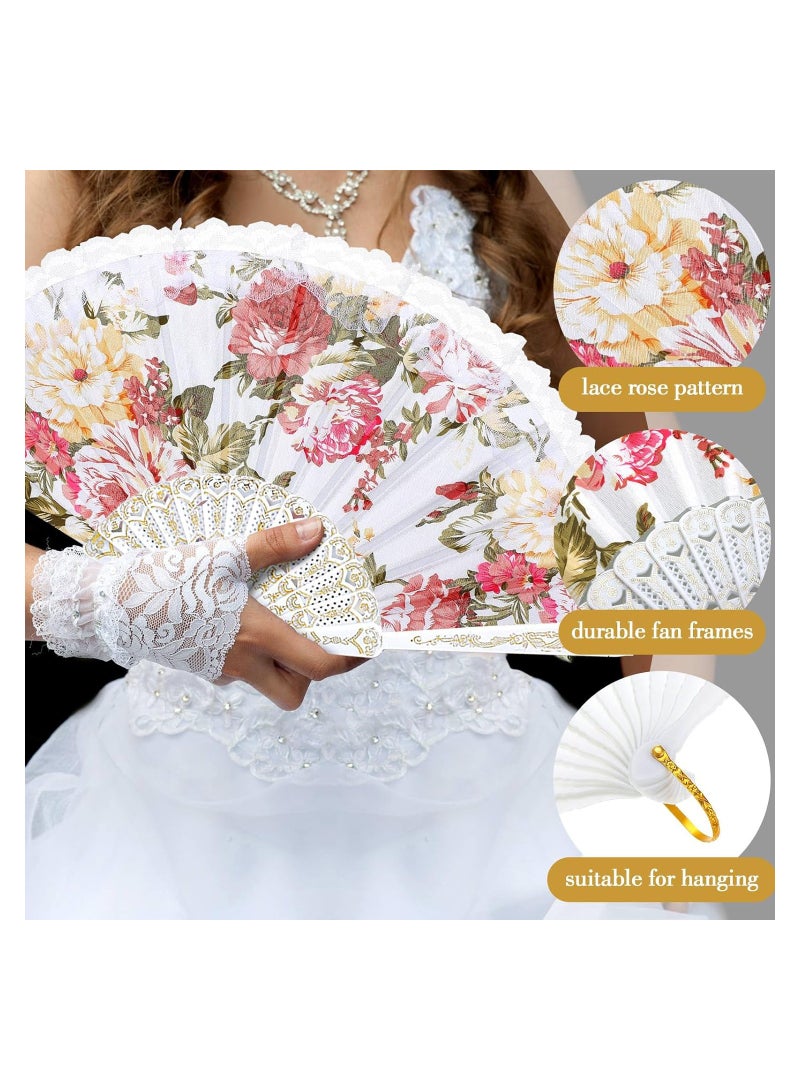 إكسفور 10 قطع من المراوح القابلة للطي مصنوعة من الدانتيل للنساء، مراوح يدوية مطوية بأسلوب أوروبي رجعي، دعامة رقص للعروس، هدايا حفلات الزفاف لحفلات الشاي والرقص - Image 4