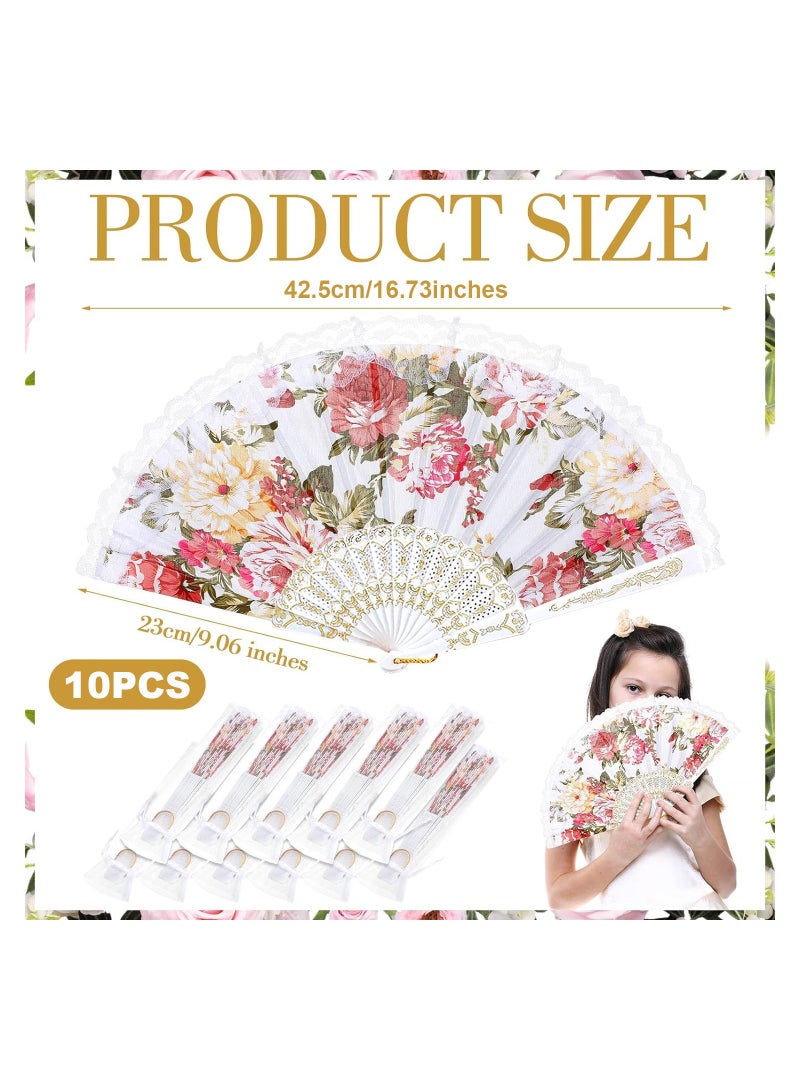 إكسفور 10 قطع من المراوح القابلة للطي مصنوعة من الدانتيل للنساء، مراوح يدوية مطوية بأسلوب أوروبي رجعي، دعامة رقص للعروس، هدايا حفلات الزفاف لحفلات الشاي والرقص - Image 5
