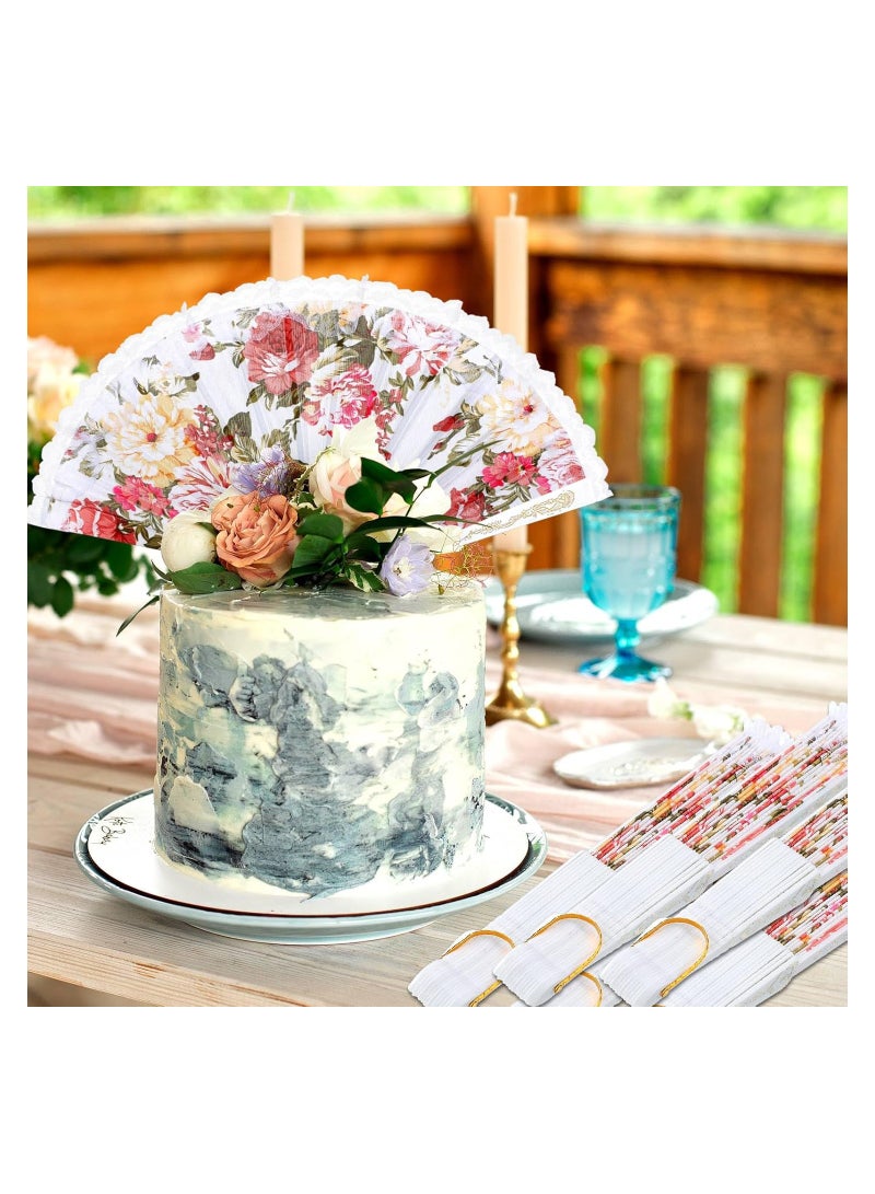 إكسفور 10 قطع من المراوح القابلة للطي مصنوعة من الدانتيل للنساء، مراوح يدوية مطوية بأسلوب أوروبي رجعي، دعامة رقص للعروس، هدايا حفلات الزفاف لحفلات الشاي والرقص - Image 3