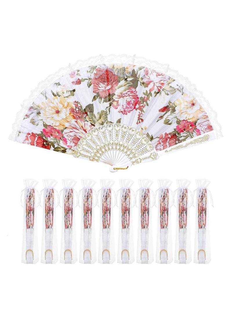إكسفور 10 قطع من المراوح القابلة للطي مصنوعة من الدانتيل للنساء، مراوح يدوية مطوية بأسلوب أوروبي رجعي، دعامة رقص للعروس، هدايا حفلات الزفاف لحفلات الشاي والرقص - Image 1
