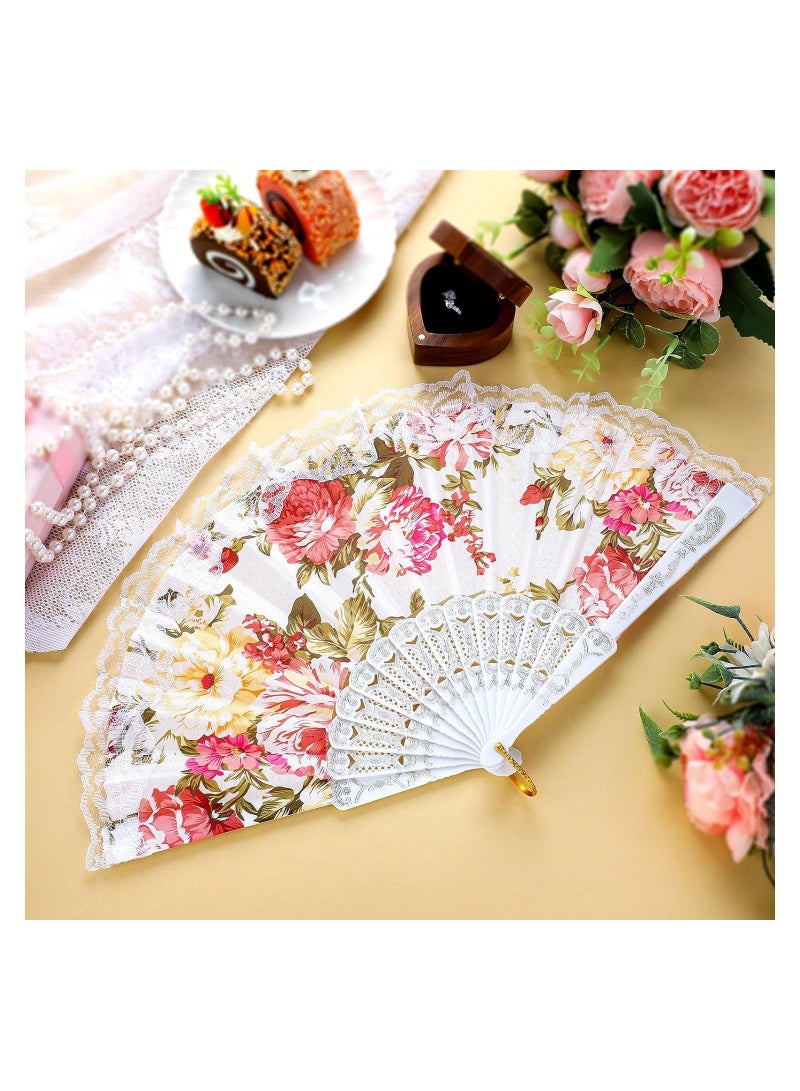 إكسفور 10 قطع من المراوح القابلة للطي مصنوعة من الدانتيل للنساء، مراوح يدوية مطوية بأسلوب أوروبي رجعي، دعامة رقص للعروس، هدايا حفلات الزفاف لحفلات الشاي والرقص - Image 2