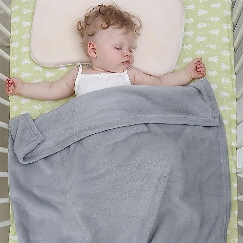 KMUSET Kids Blanket for Boys Girls 30x40 inches, Soft Cozy Fuzzy Swaddle Throw Blanket, Small Fleece Blanket for Crib Stroller, Grey - Image 4
