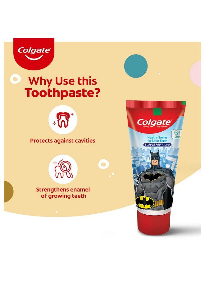 Colgate Colgate Kids Toothpaste For 6+ Years, Batman, Bubble Fruit Flavour, Gentle Protection, Enamel Protection Tooth Paste With 50% Lesser Abrasive Formula For Protecting Against Cavities, 80 Gram  - Image 4