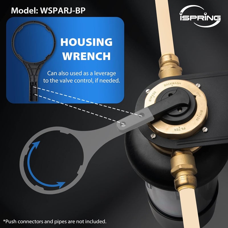 iSpring فلتر مياه مسبق للمنزل iSpring WSP50ARJBP مع تصميم بypass وحاوية شفافة مطورة بحجم عملاق قابل للتنظيف وإعادة الاستخدام مع شاشة تعمل باللمس وأوضاع تلقائية للتنظيف 4 أوضاع 50 ميكرون - Image 5