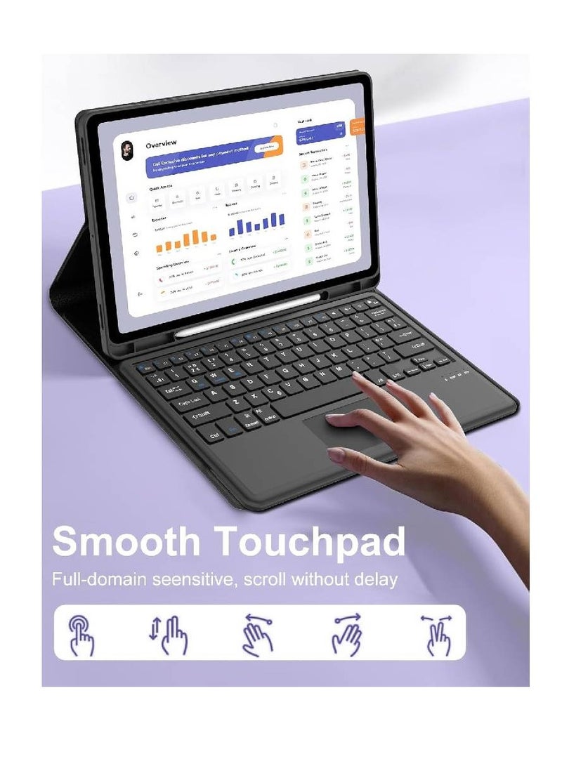 زومي لوحة مفاتيح ZOOMEE Trackpad لجهاز Samsung Galaxy Tab S10 FE Plus 2025 مقاس 13.1 بوصة، حافظة لجهاز Samsung Galaxy Tab S10 FE Plus/S10 FE+، غطاء لوحة مفاتيح مغناطيسي قابل للفصل مزود بلوحة لمس بلوتوث، أسود - Image 3