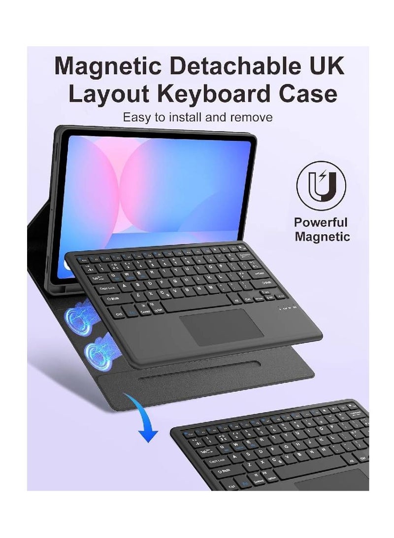 زومي لوحة مفاتيح ZOOMEE Trackpad لجهاز Samsung Galaxy Tab S10 FE Plus 2025 مقاس 13.1 بوصة، حافظة لجهاز Samsung Galaxy Tab S10 FE Plus/S10 FE+، غطاء لوحة مفاتيح مغناطيسي قابل للفصل مزود بلوحة لمس بلوتوث، أسود - Image 4