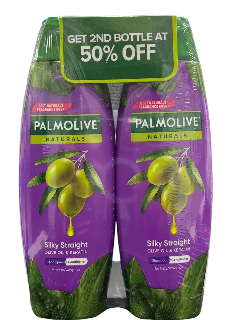 بالموليف PALMOLIVE SHAMPOO SILKY STRAIGHT 180ml 2pcs - Image 1