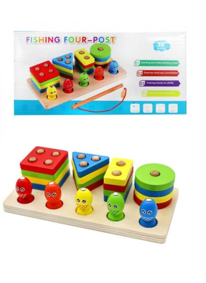 A Set Of Magnetic Fishing Toys That Match Montessori Geometric Building Shapes  - Image 2