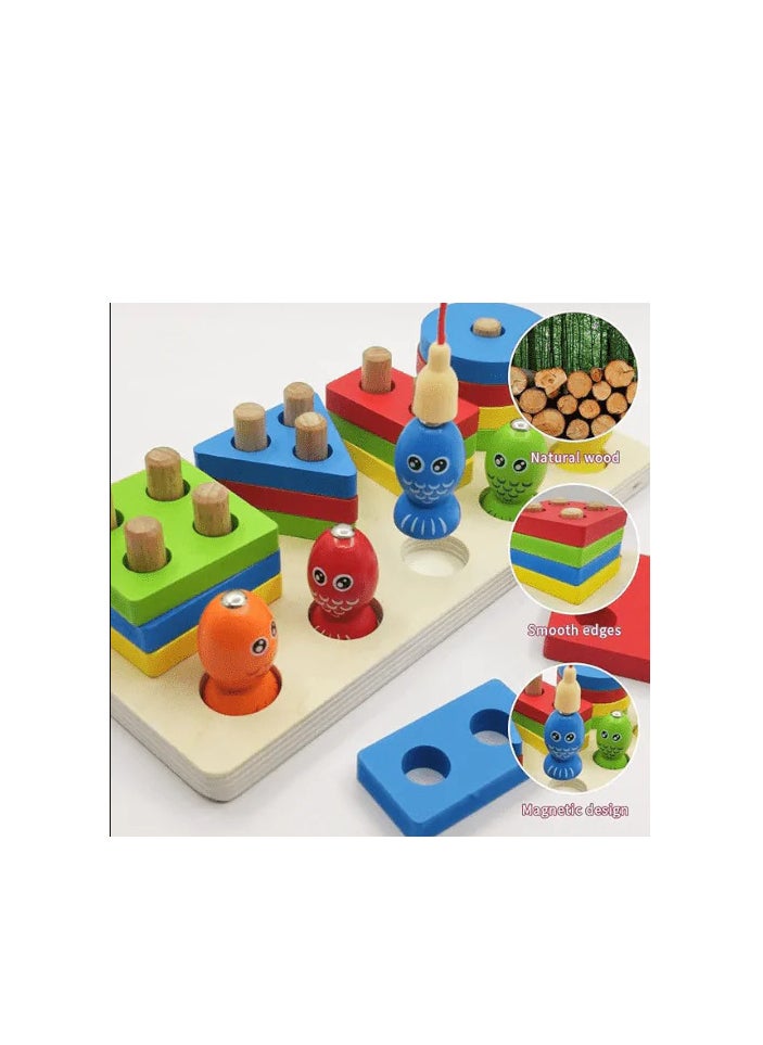 A Set Of Magnetic Fishing Toys That Match Montessori Geometric Building Shapes  - Image 3