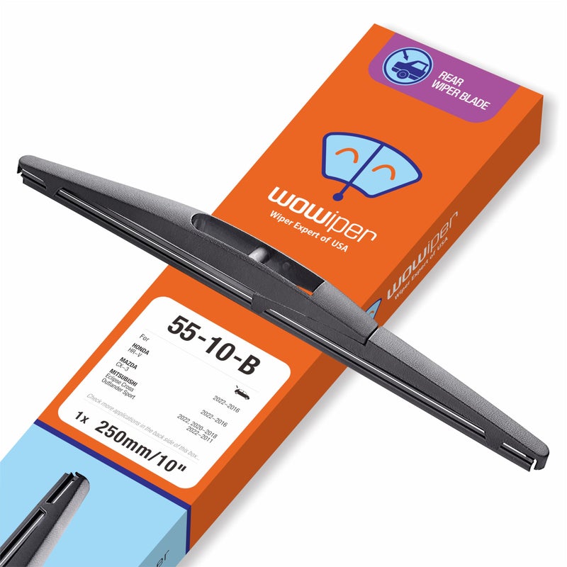 WOWIPER OEM شفرة مساحات خلفية 10 بوصة بديلة لهوندا HRV 20222016 ميتسوبيشي أوتلاندر سبورت 2211 إكليبس كروس 2218 إنفينيتي QX56 QX80 2211 شفرة مساحات زجاج أمامي لجميع الفصول 10B