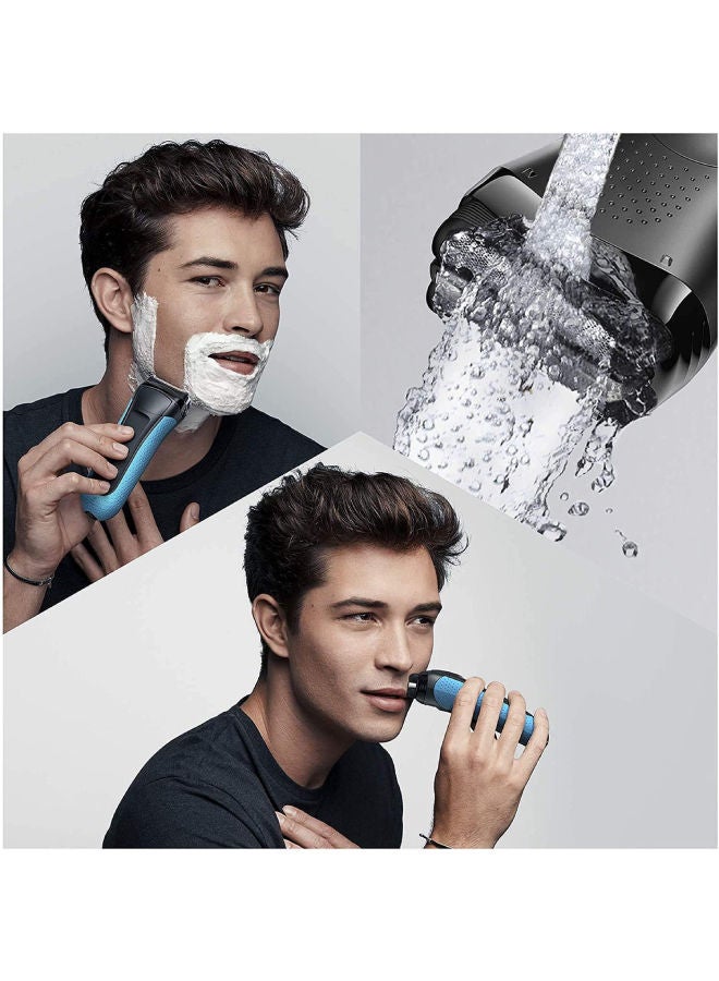 BRAUN Series 3 3010BT Rechargeable Wet And Dry Electric Shaver Kit Clear/Black/Blue 8.7x6.1inch - Image 5