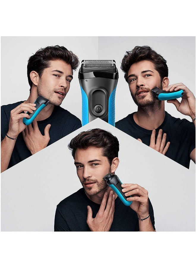 BRAUN Series 3 3010BT Rechargeable Wet And Dry Electric Shaver Kit Clear/Black/Blue 8.7x6.1inch - Image 3