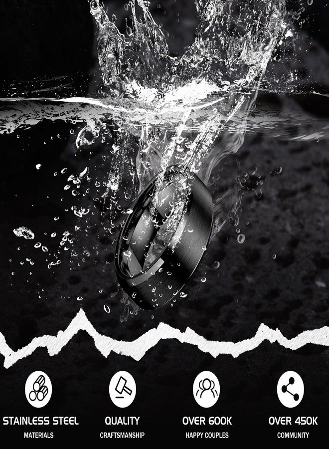 جي ستايل خواتم جي ستايل من الفولاذ المقاوم للصدأ للرجال والنساء، مقاس 8 مم، خواتم زفاف، سطح غير لامع - حافة مصقولة مشطوفة، مقاسات الخواتم الرجالية من 6 إلى 14، معدن، بدون أحجار كريمة - Image 3