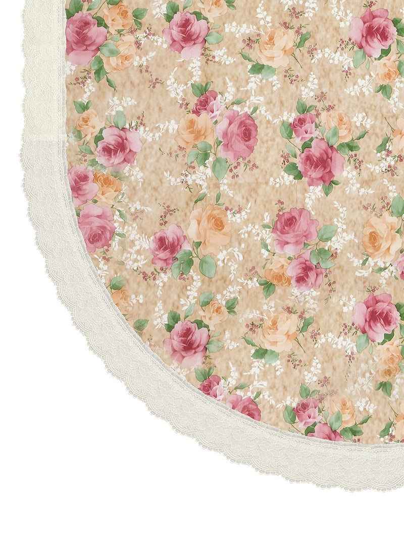 Clasiko 4 Seater Oval Dining Table Cover; 54x78 Inches or 137x198 Cms; Material - PVC; Anti Slip; Pink & Beige Flowers 77030 - Image 4