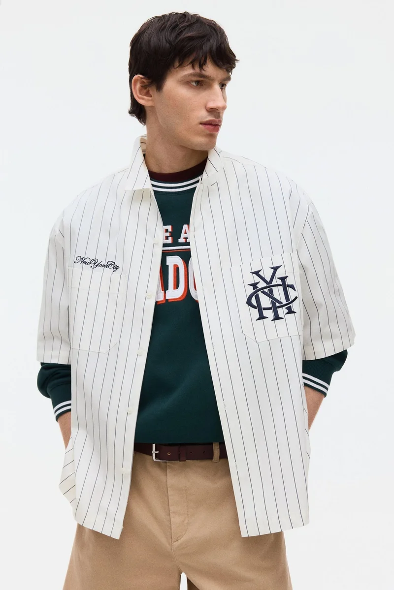 H&M Regular Fit Embroidered-motif shirt