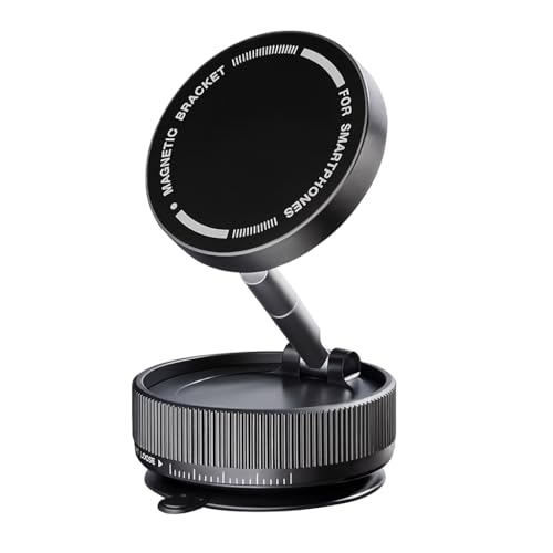 JYNOR 360° Vacuum Magnetic Phone Holder | Strong Magnetic Car Mount with Suction Cup | Hands-Free Mobile Holder for Car, Gym, Mirror & Shower | Extended Arm | Universal Compatibility (Black Premium) - Image 1