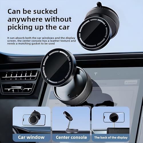 JYNOR 360° Vacuum Magnetic Phone Holder | Strong Magnetic Car Mount with Suction Cup | Hands-Free Mobile Holder for Car, Gym, Mirror & Shower | Extended Arm | Universal Compatibility (Black Premium) - Image 2
