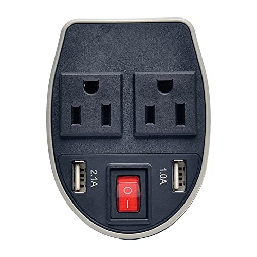 Tripp Lite 200W Car Power Inverter with 2 Outlets & 2 USB Charging Ports, Cup Holder Design, Auto Inverter (PV200CUSB),Gray - Image 2