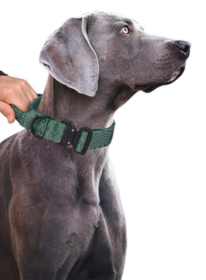 Aecllcea Tactical Dog Collar - Heavy Duty with Handle, Metal Buckle, Thick for Medium & Large Dogs, Military Style (L, Green) - Image 2