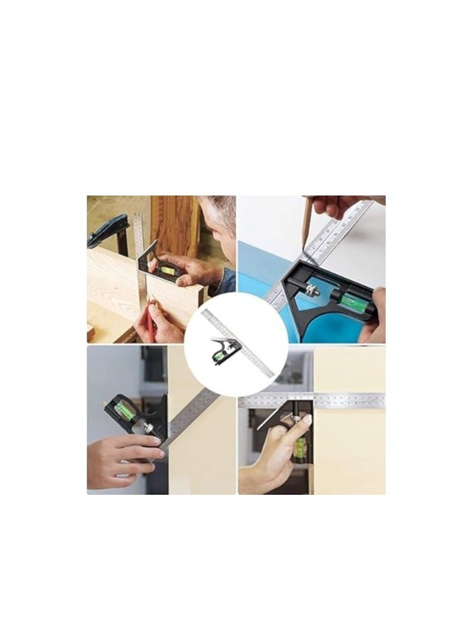 Combination Square High Precision T Ruler Layout Measuring Tool with Heavy Duty Cast Iron Head for Carpenters Machinists to Check Angles - Image 2