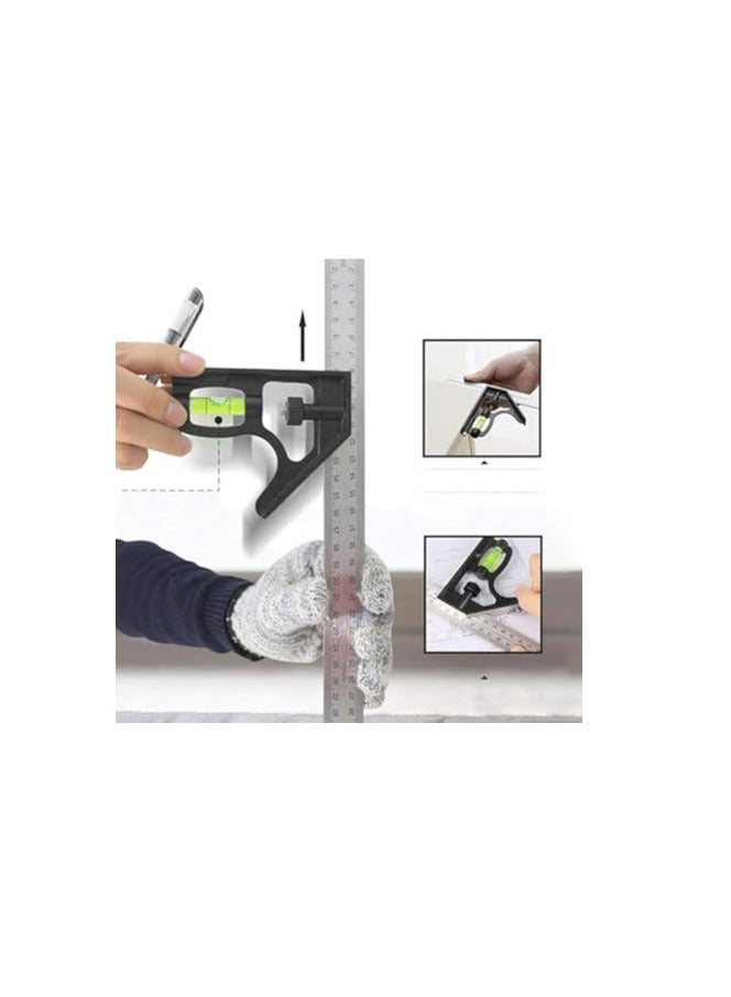Combination Square High Precision T Ruler Layout Measuring Tool with Heavy Duty Cast Iron Head for Carpenters Machinists to Check Angles - Image 3