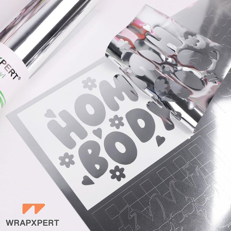 WRAPXPERT Silver Chrome Vinyl, 12" x5ft Silver Permanent Vinyl Roll, Chrome Mirror Metallic Silver Adhesive Vinyl for Cricut, No Bubble Mirror, for Wrap,Stickers,Decal,Lettering - Image 5