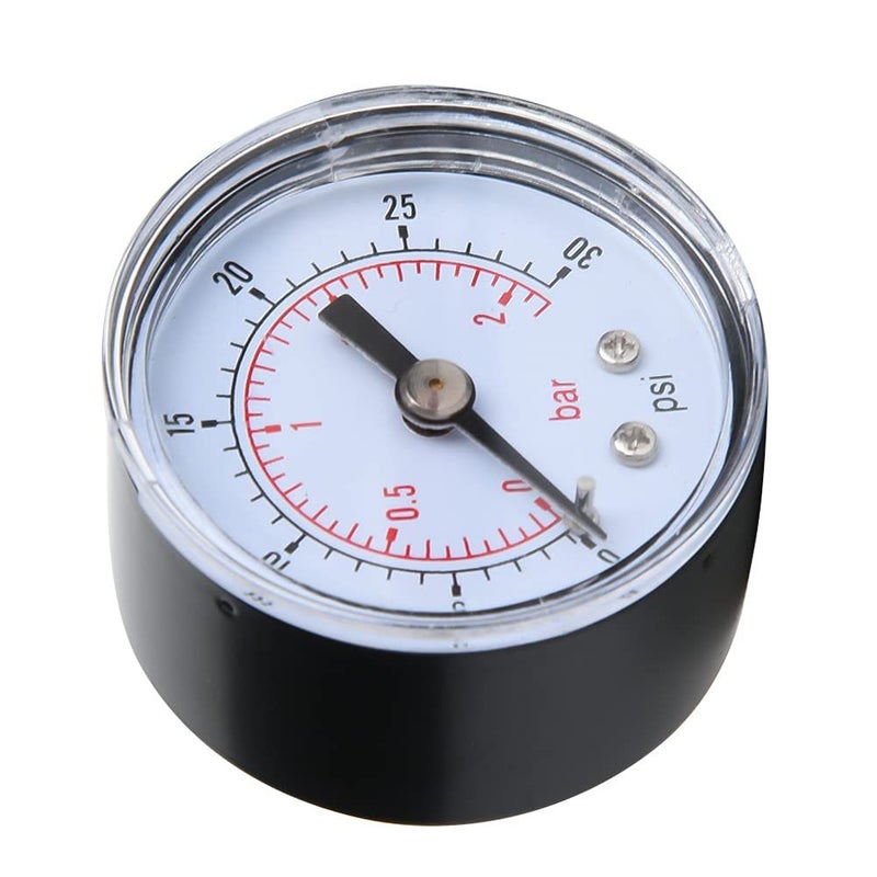 Pressure Metal Outer Box Cover Transparent Dial 0-30psi 0-2bar Back Connection Industrial - Image 2