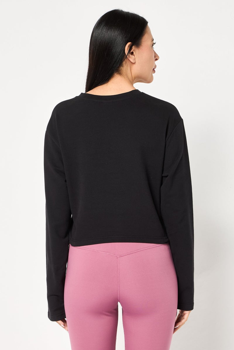 VANS Women Sportswear Fit Long Sleeve Outdoor Crop Sweatshirt, Black - Image 4