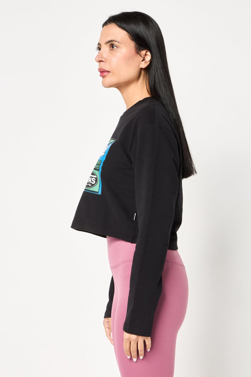 VANS Women Sportswear Fit Long Sleeve Outdoor Crop Sweatshirt, Black - Image 3