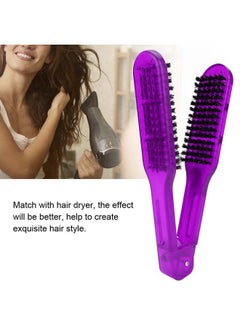yuyte Double Sided Brush Hair Straightening Comb Hair Straightening Comb Tool Splint Vshape Tools Bristle Hair Detangler Brush Hair Styling Tool For Reduce Split Ends Of Your Hair [Purple]  - Image 2