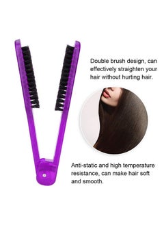 yuyte Double Sided Brush Hair Straightening Comb Hair Straightening Comb Tool Splint Vshape Tools Bristle Hair Detangler Brush Hair Styling Tool For Reduce Split Ends Of Your Hair [Purple]  - Image 4