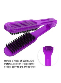 yuyte Double Sided Brush Hair Straightening Comb Hair Straightening Comb Tool Splint Vshape Tools Bristle Hair Detangler Brush Hair Styling Tool For Reduce Split Ends Of Your Hair [Purple]  - Image 3