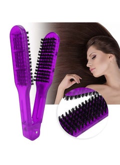 yuyte Double Sided Brush Hair Straightening Comb Hair Straightening Comb Tool Splint Vshape Tools Bristle Hair Detangler Brush Hair Styling Tool For Reduce Split Ends Of Your Hair [Purple]  - Image 5