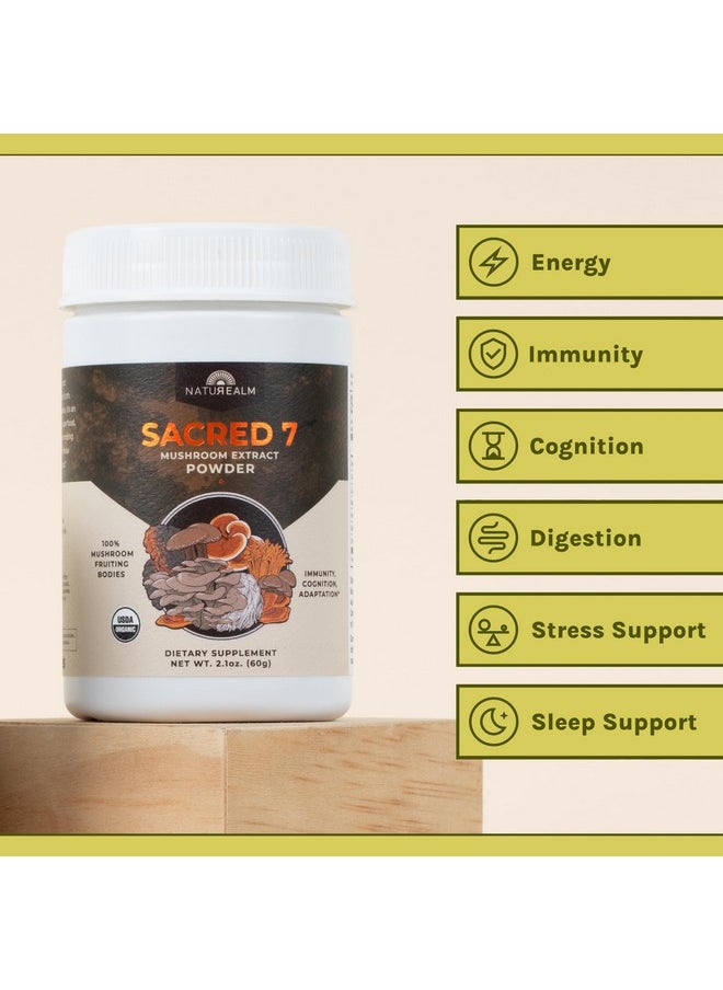 Naturealm Sacred 7 Mushroom Extract Powder Lion’S Mane, Cordyceps, Reishi, Turkey Tail, Chaga, Maitake, And Shiitake 100 Percent Fruiting Bodies, 2Oz  - Image 3