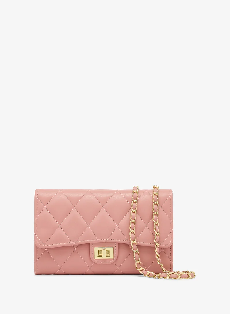 Ella Blush Pink Quilted With Gold Accent And Chain