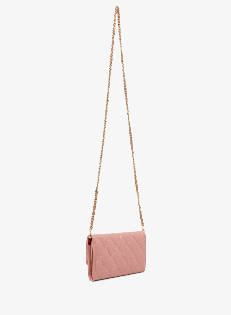 Ella Blush Pink Quilted With Gold Accent And Chain