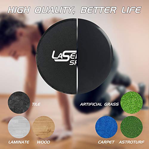 Laser Sports DualSided Exercise Sliding Discs with 4 Resistance Bands Storage Bag Core Sliders for Ab Workouts Strength Training Home Gym Fitness Physical Therapy LowImpact Exercise - Image 3