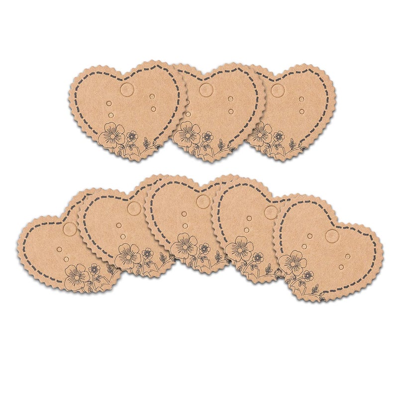 None/Brand Grenali 100 Brown Heart Shape Earring Display Cards Kraft Paper Jewelry Cards 196x16 Pack of 100 - Image 3