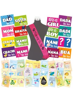 WOBBOX Wobbox Baby Shower Decoration Items| Baby Shower Ceremony Photo Booth Props for Photoshoot, Milestone Crad& Mom to Be Sash, Godh Bharai Ceremony Decoration Kit-(FP475)  - Image 1