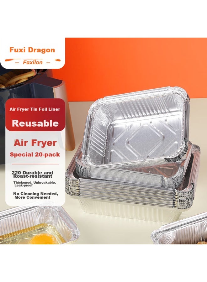 Faxilon Faxi Long Air Fryer Aluminum Foil Pans, 600ml*20 Rectangular Disposable Food Containers, Aluminum Foil Trays For Barbecue And Oven - Image 1