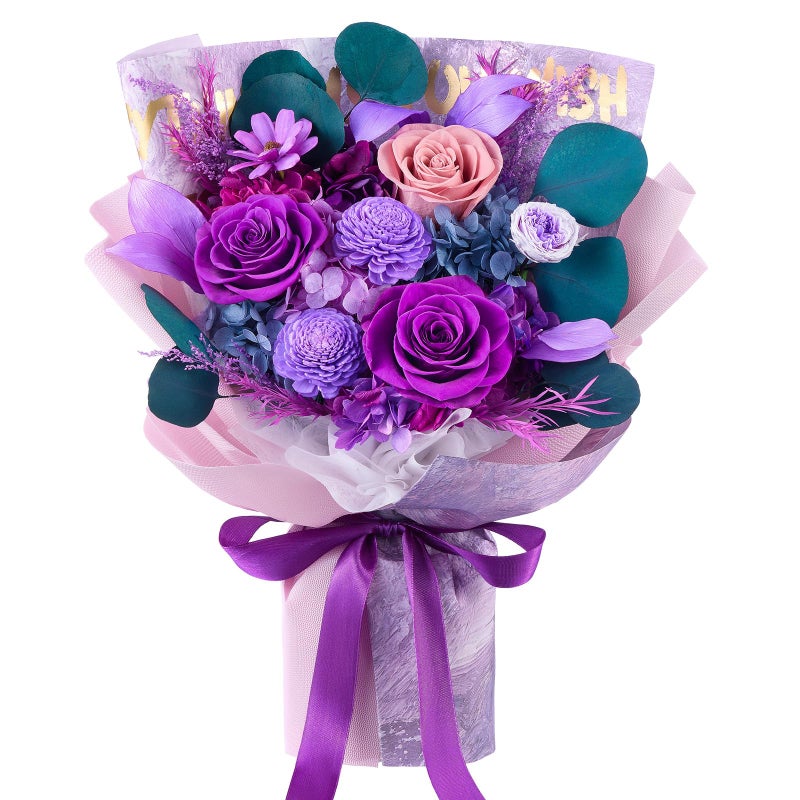 Eterfield Flowers for Delivery Prime Forever Flowers Bouquet Preserved Roses and Purple Flowers Birthday Gifts for Her Women Wife Mom Grandma Graduation Valentines Day Mothers Day