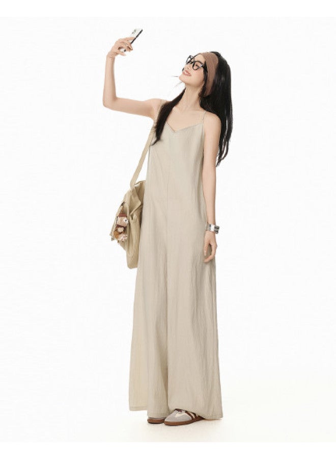 EPTISON بدلة نسائية بدون أكمام 2025 صيف جديد أسلوب كسول على شكل حرف V لون سادة فضفاضة عالية الجودة بأرجل واسعة - Image 1