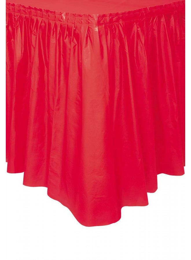 Unique Unique Industries Ruby Red Plastic Table Skirt, 29" x 14 ft, Multicolor - Image 1