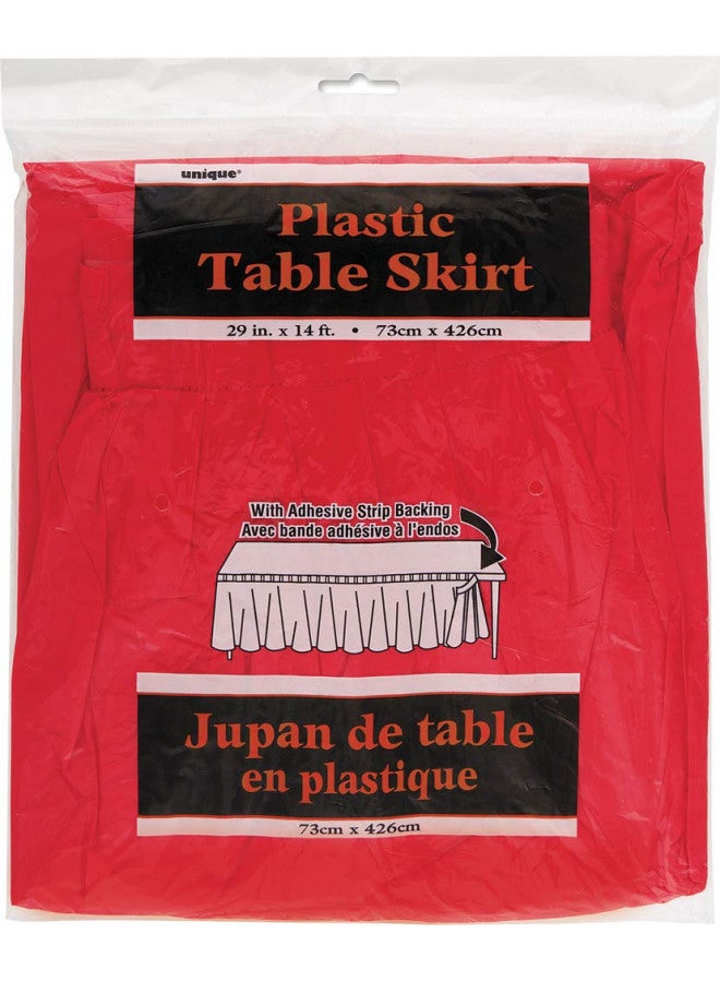 Unique Unique Industries Ruby Red Plastic Table Skirt, 29" x 14 ft, Multicolor - Image 2