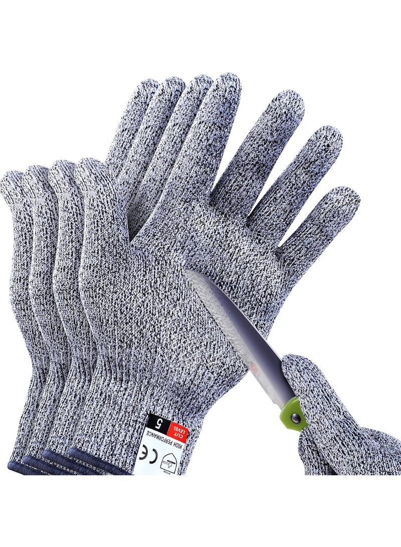 4 PCS (M+l) Cut Resistant Gloves Level 5 Protection for Kitchen, Upgrade Safety Anti Cutting Gloves for Meat Cutting, Wood Carving, Mandolin Slicing and More (Grey) - Image 1