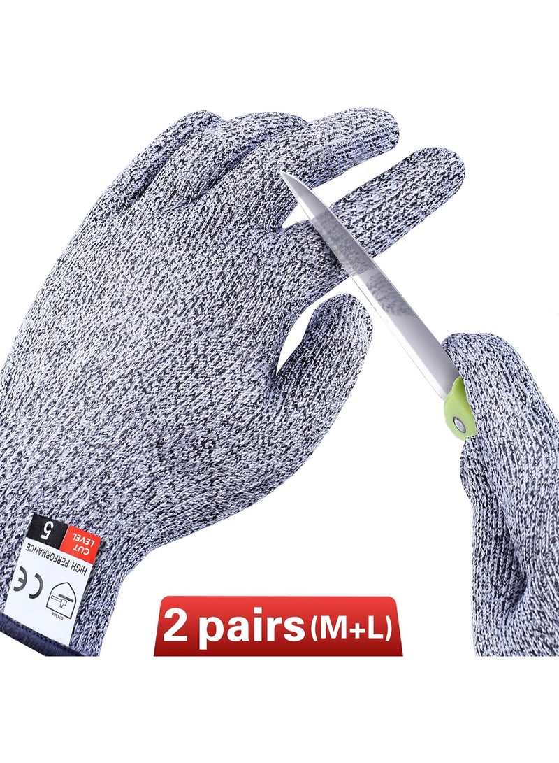 4 PCS (M+l) Cut Resistant Gloves Level 5 Protection for Kitchen, Upgrade Safety Anti Cutting Gloves for Meat Cutting, Wood Carving, Mandolin Slicing and More (Grey) - Image 2