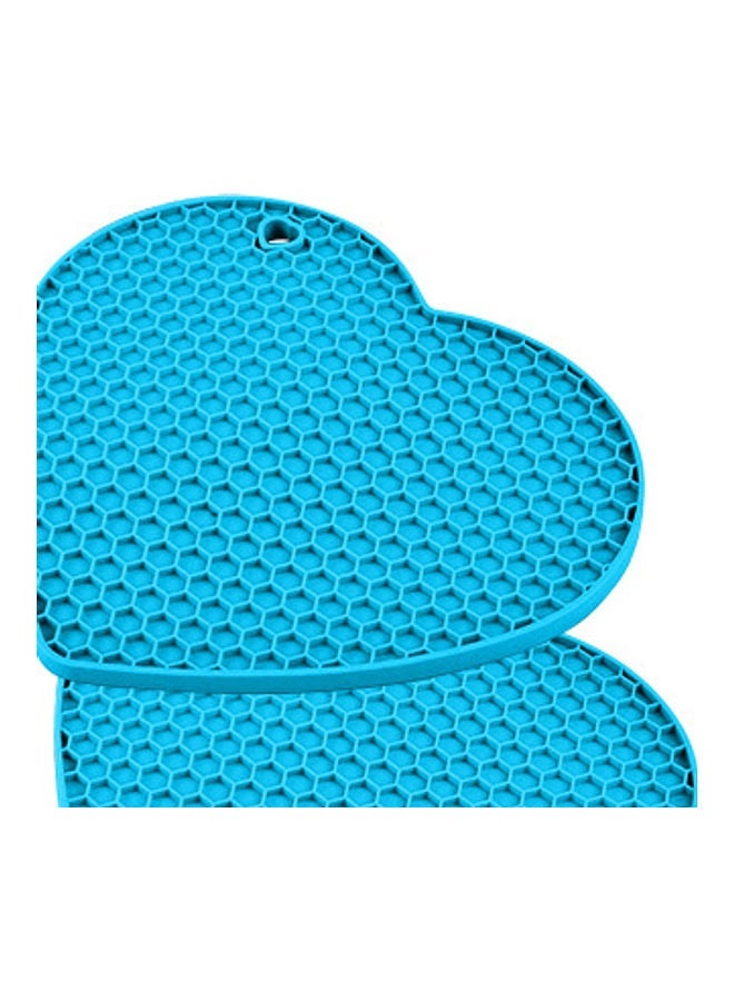 NIBEMINENT 2-Pair Heart-Shaped Silicone Honeycomb and Placemat Glove Set Blue/Black  - Image 2