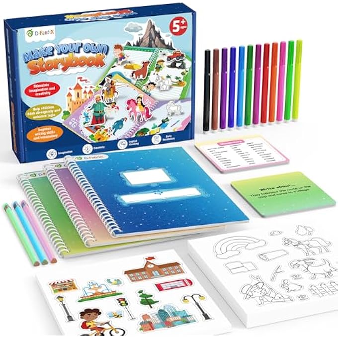 MY STORYBOOK ART KIT, CREATIVE WRITING & DRAWING ACTIVITY SET FOR BOYS & GIRLS, HARDCOVER COMIC BOOK MAKING KIT WITH STICKERS, DIY ARTS AND CRAFTS SUPPLIES GIFTS FOR KIDS AGES 5, 6, 7, 8-12 - Image 1