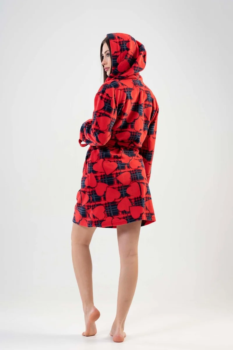 فينيتا Women's Short Red Fleece Dressing Gown 201014-0186