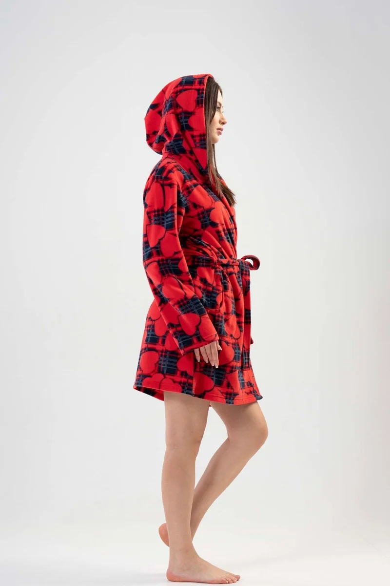 فينيتا Women's Short Red Fleece Dressing Gown 201014-0186